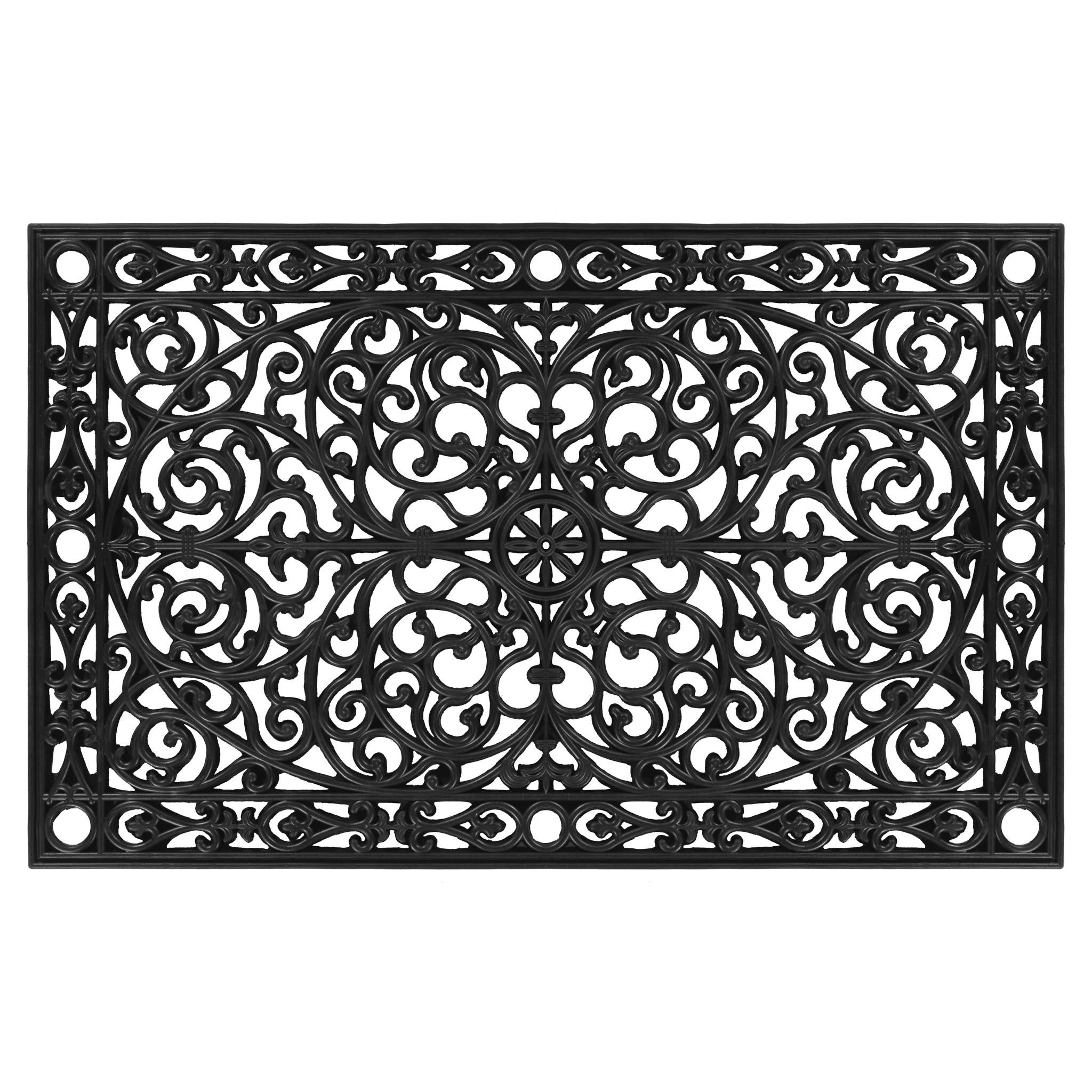 30" X 48" Black Rubber Scrollwork Outdoor Door Mat