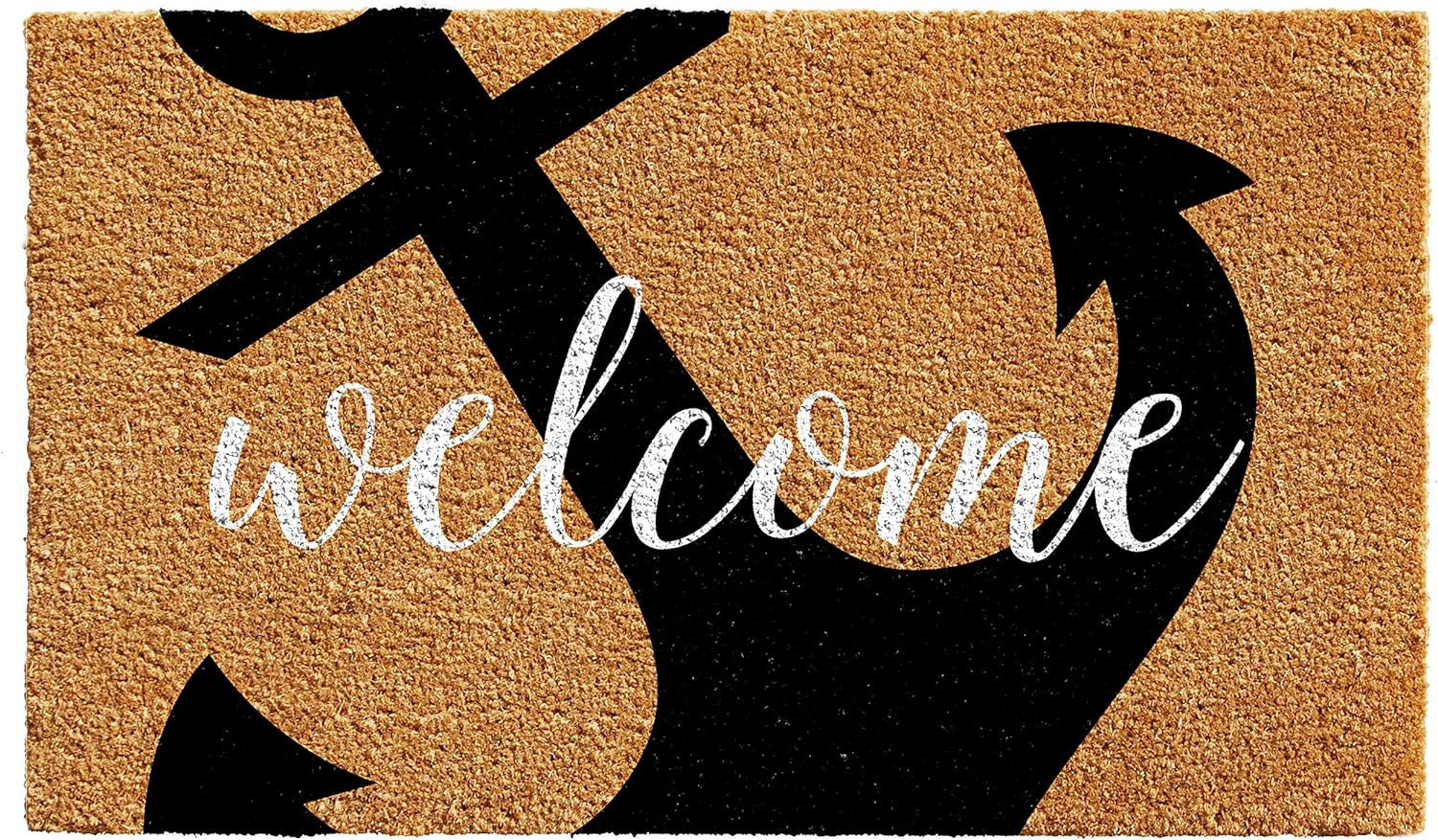 24" X 36" Natural and Black Coir Anchor Welcome Outdoor Door Mat