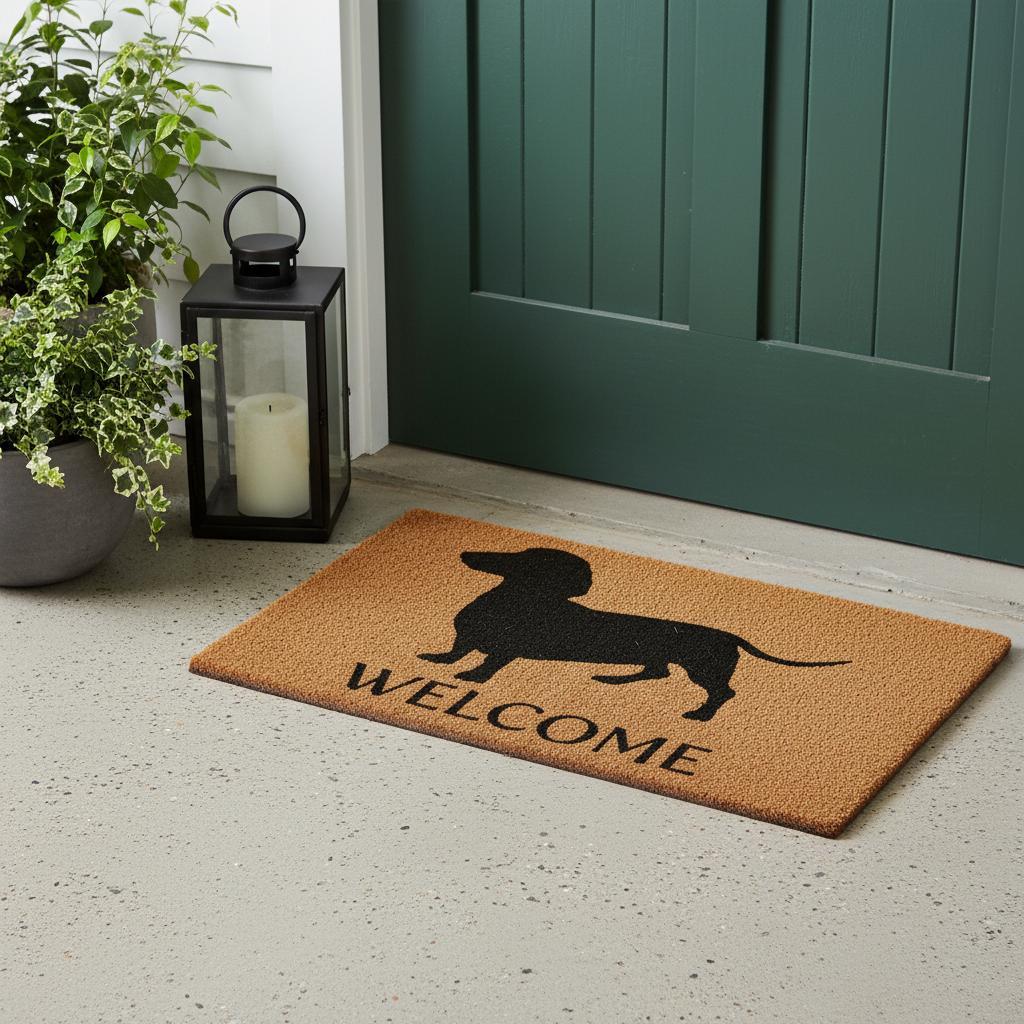 24" X 36" Natural and Black Coir Dachshund Welcome Outdoor Door Mat