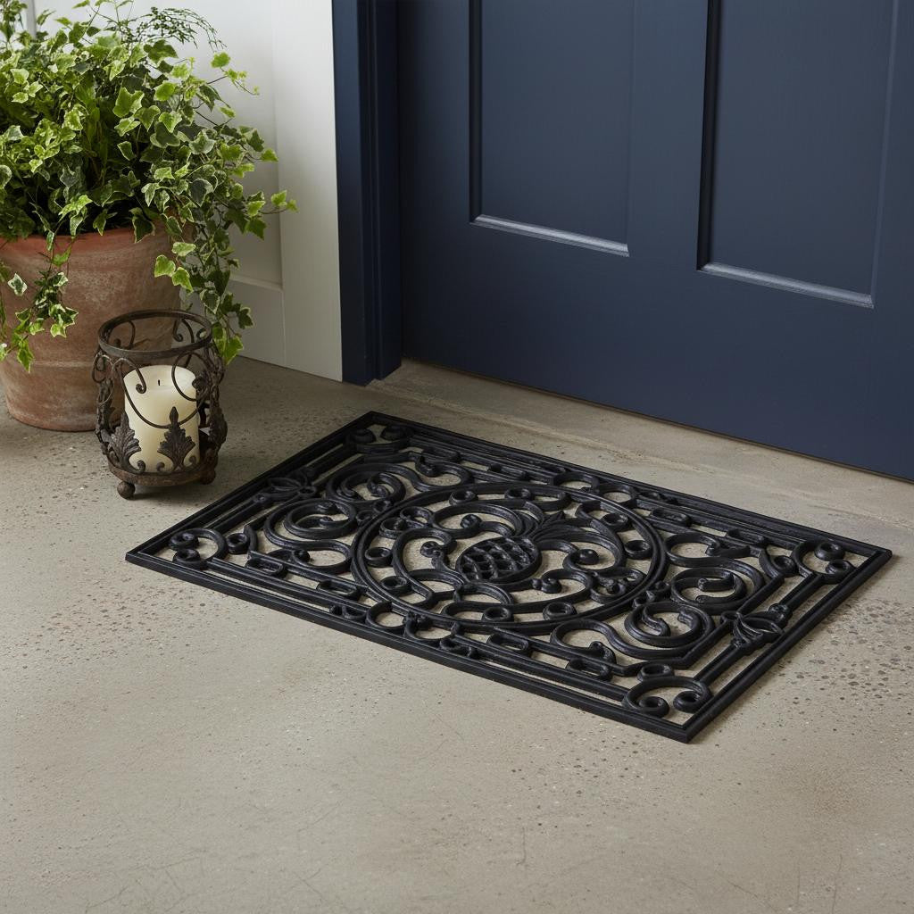 18" X 30" Black Rubber Pineapple Outdoor Door Mat