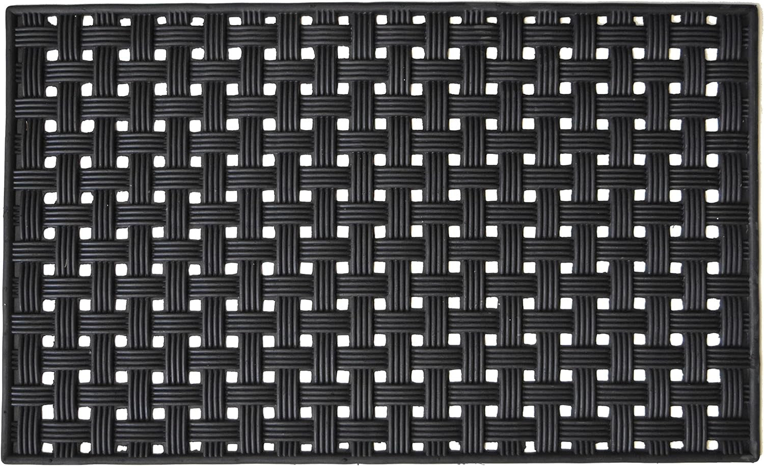 18" X 30" Black Rubber Weave Outdoor Door Mat