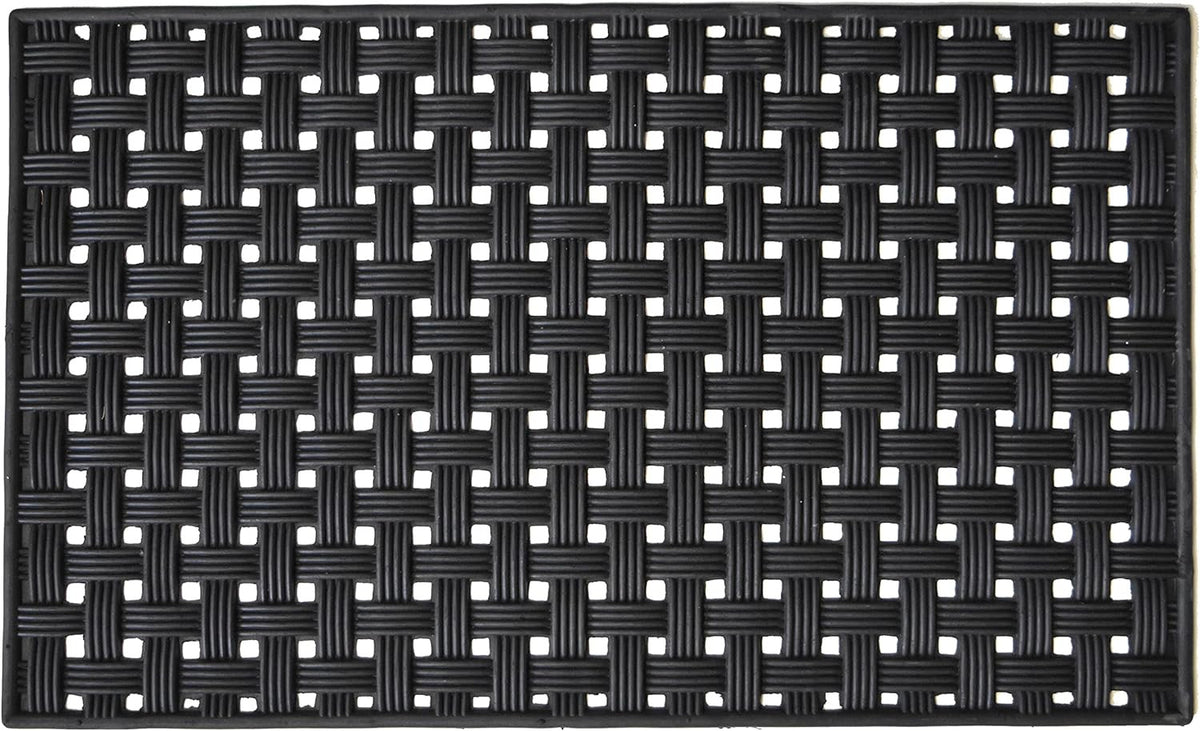 18" X 30" Black Rubber Weave Outdoor Door Mat