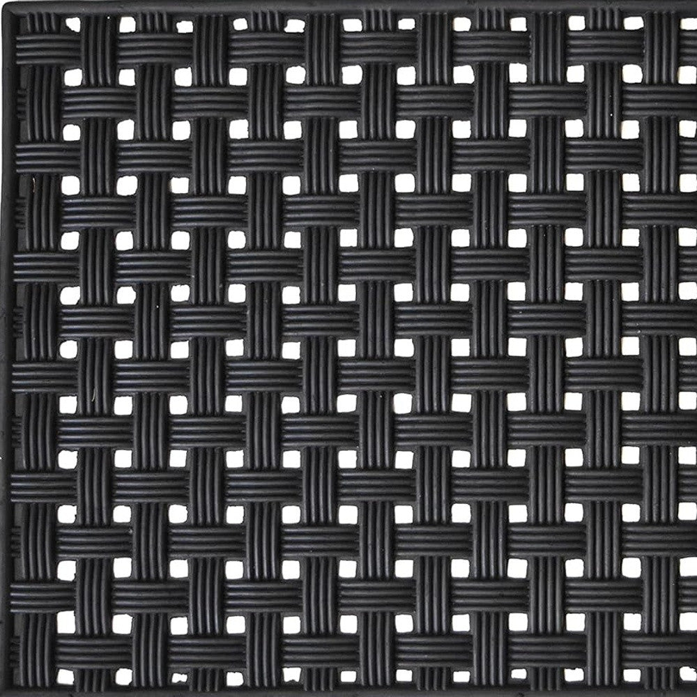 18" X 30" Black Rubber Weave Outdoor Door Mat