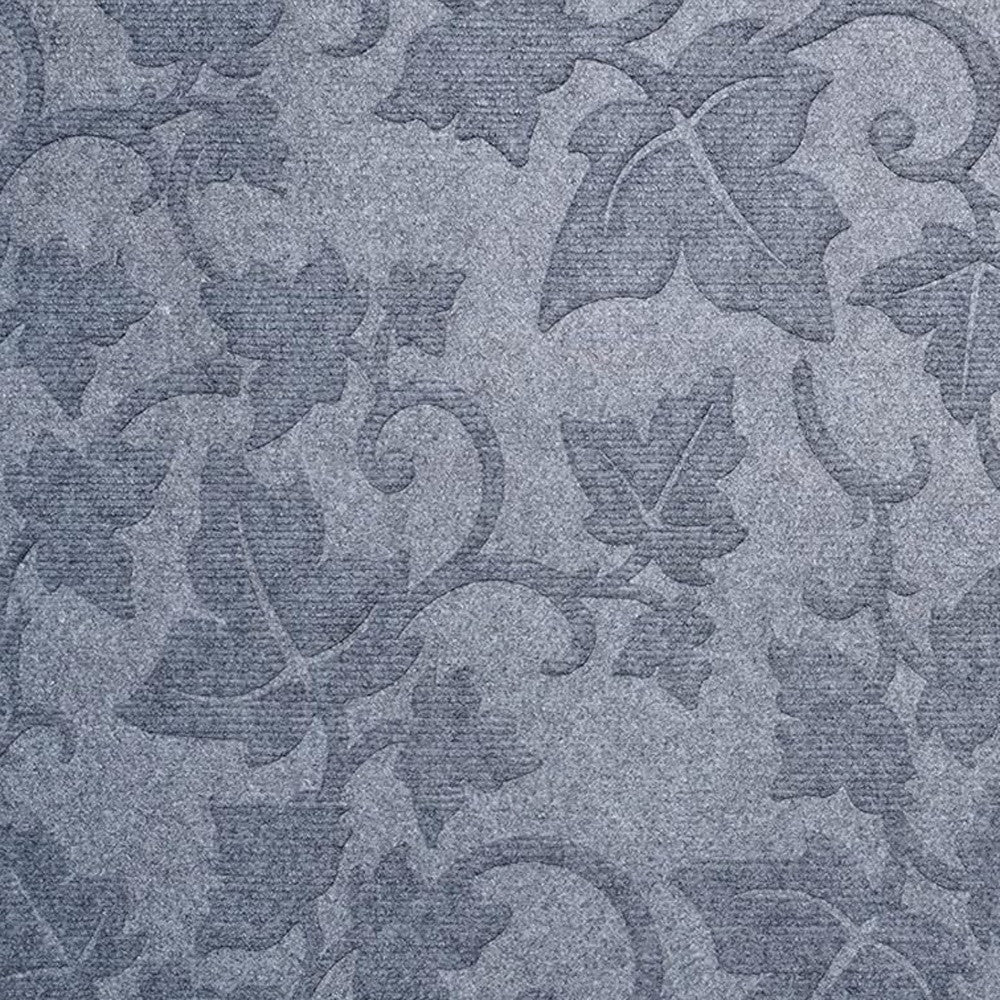 24" X 36" Light Gray Rubber Botanical Leaves Outdoor Door Mat
