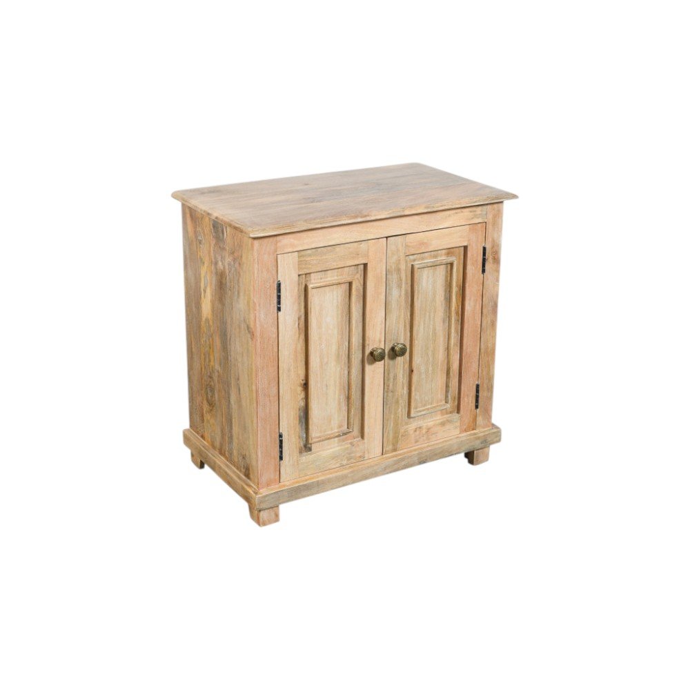 28" Distressed Natural Solid Wood Nightstand With Storage