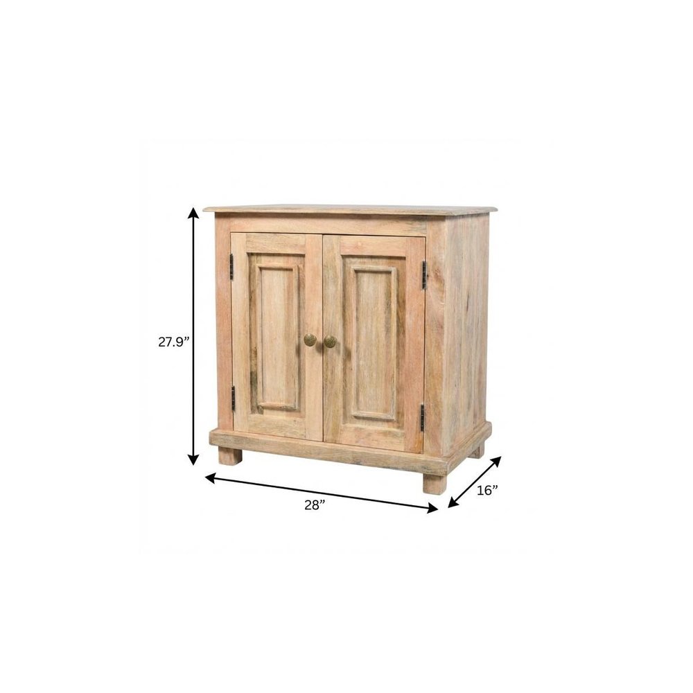 28" Distressed Natural Solid Wood Nightstand With Storage
