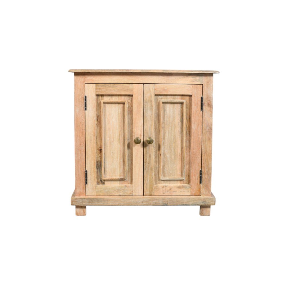 28" Distressed Natural Solid Wood Nightstand With Storage
