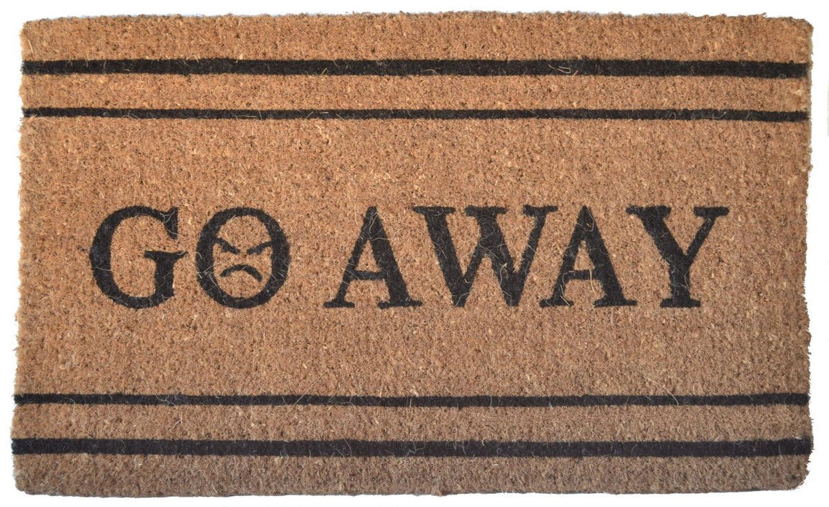 18" X 30" Brown and Black Coir Go Away Outdoor Door Mat