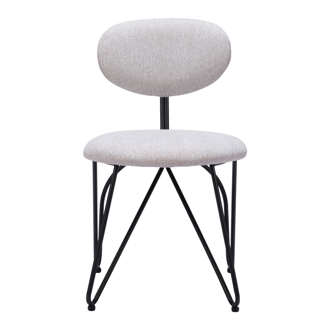 Set of Two Light Gray And Black Upholstery And Steel Dining Side Chairs