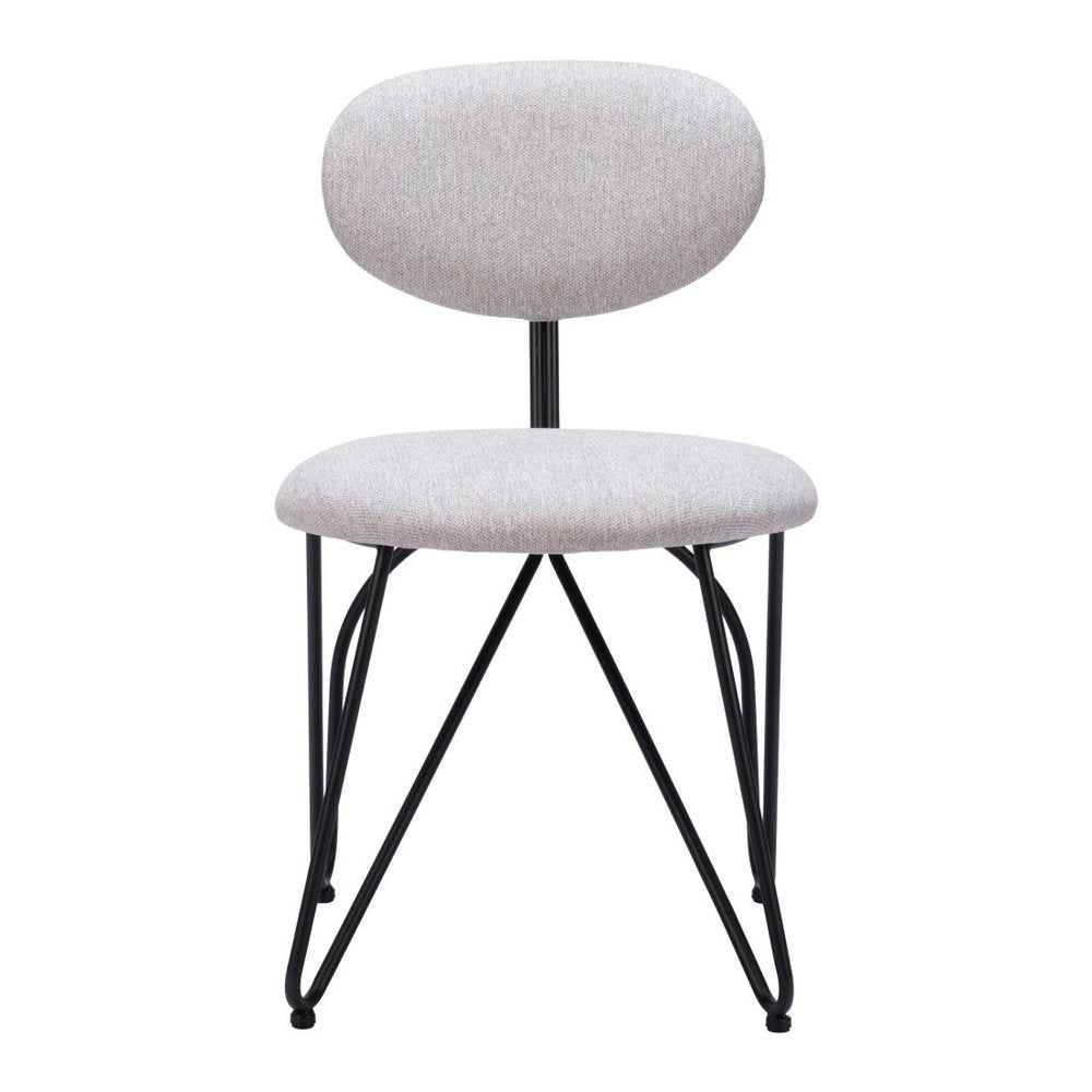 Set of Two Gray and Black Upholstery Open Back Dining Side Chairs