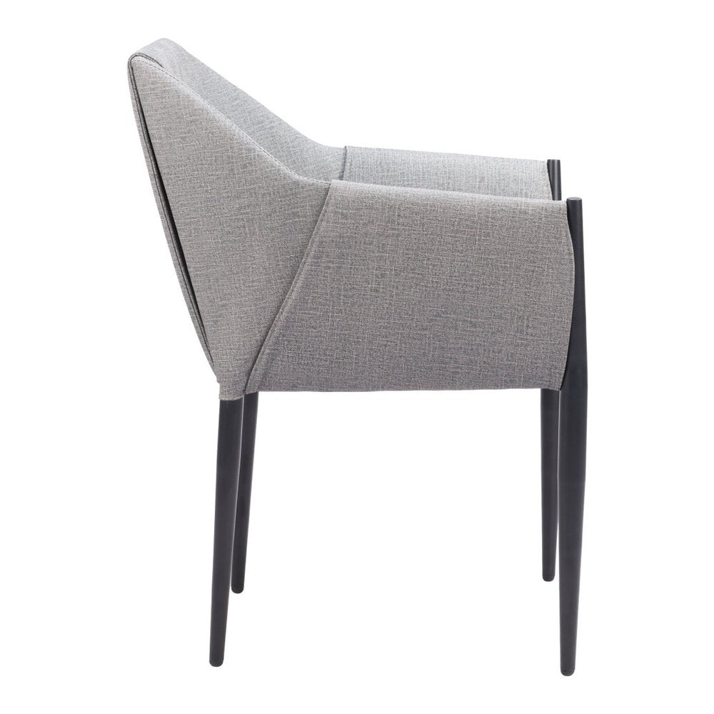 Set of Two Gray and Black Faux Leather Dining Arm Chairs