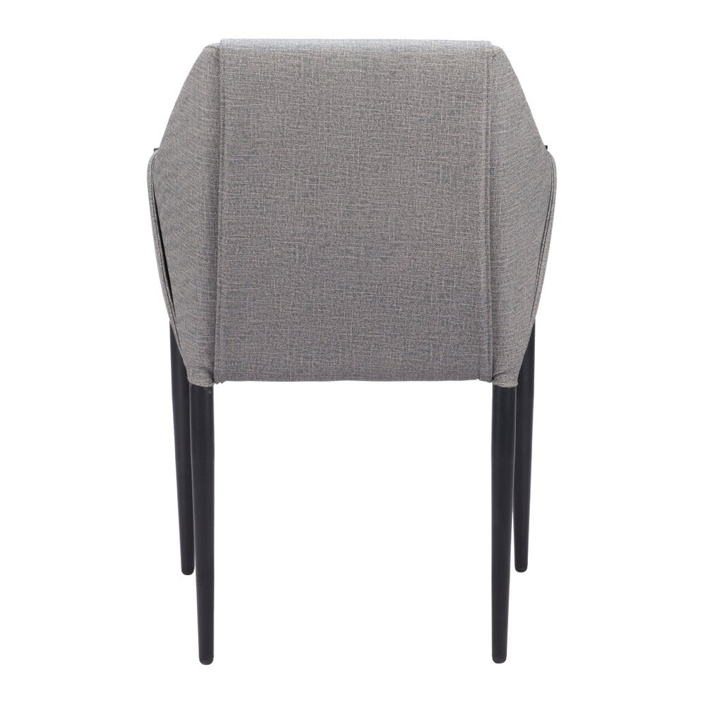 Set of Two Gray and Black Faux Leather Dining Arm Chairs