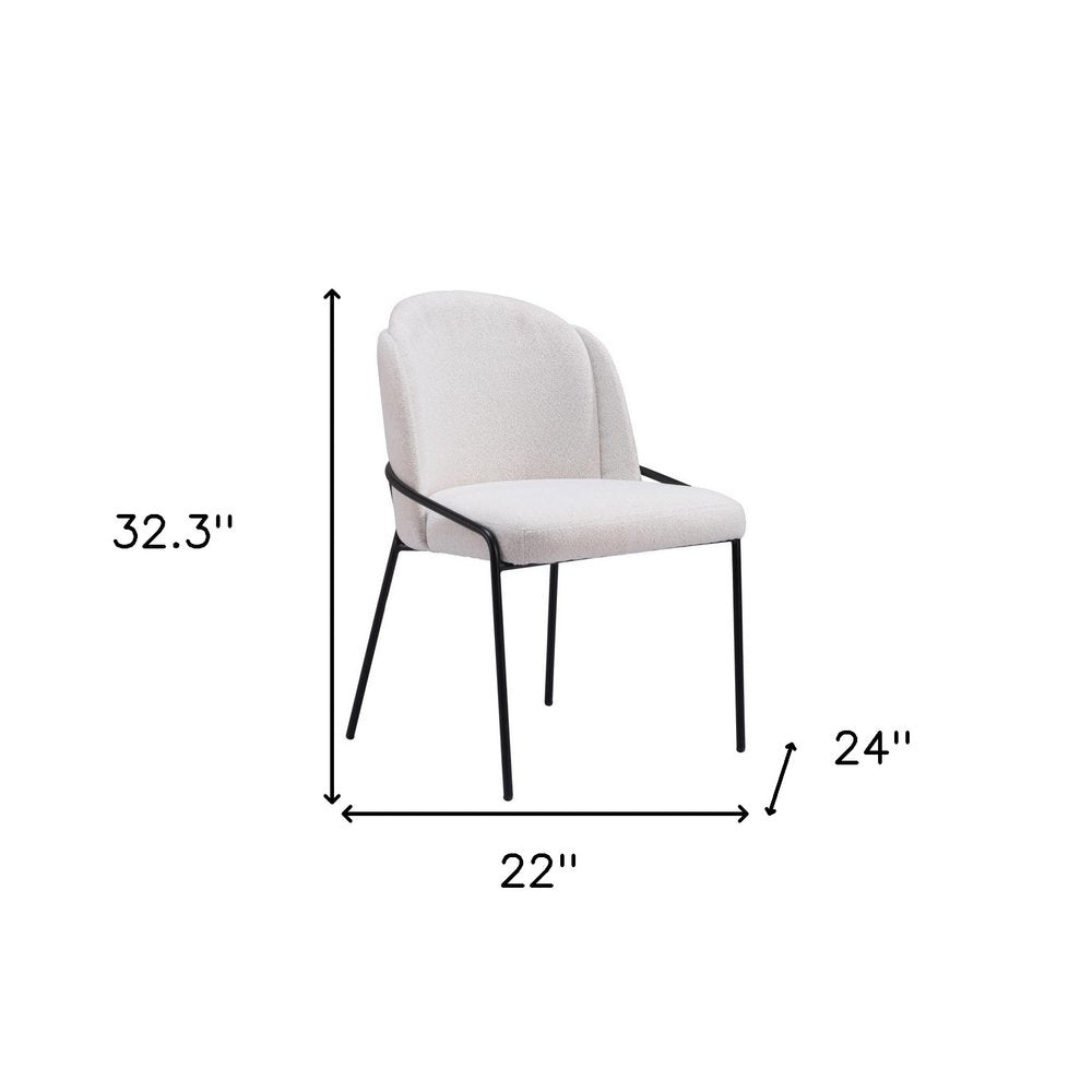 Set of Two Ivory and Black Faux Fur Dining Side Chairs