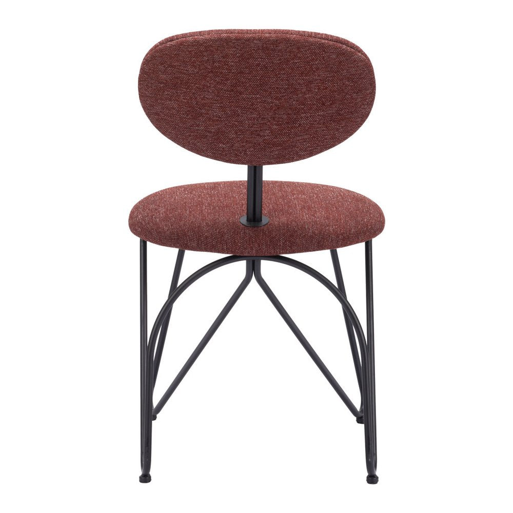 Set of Two Brown and Black Upholstery Open Back Dining Side Chairs
