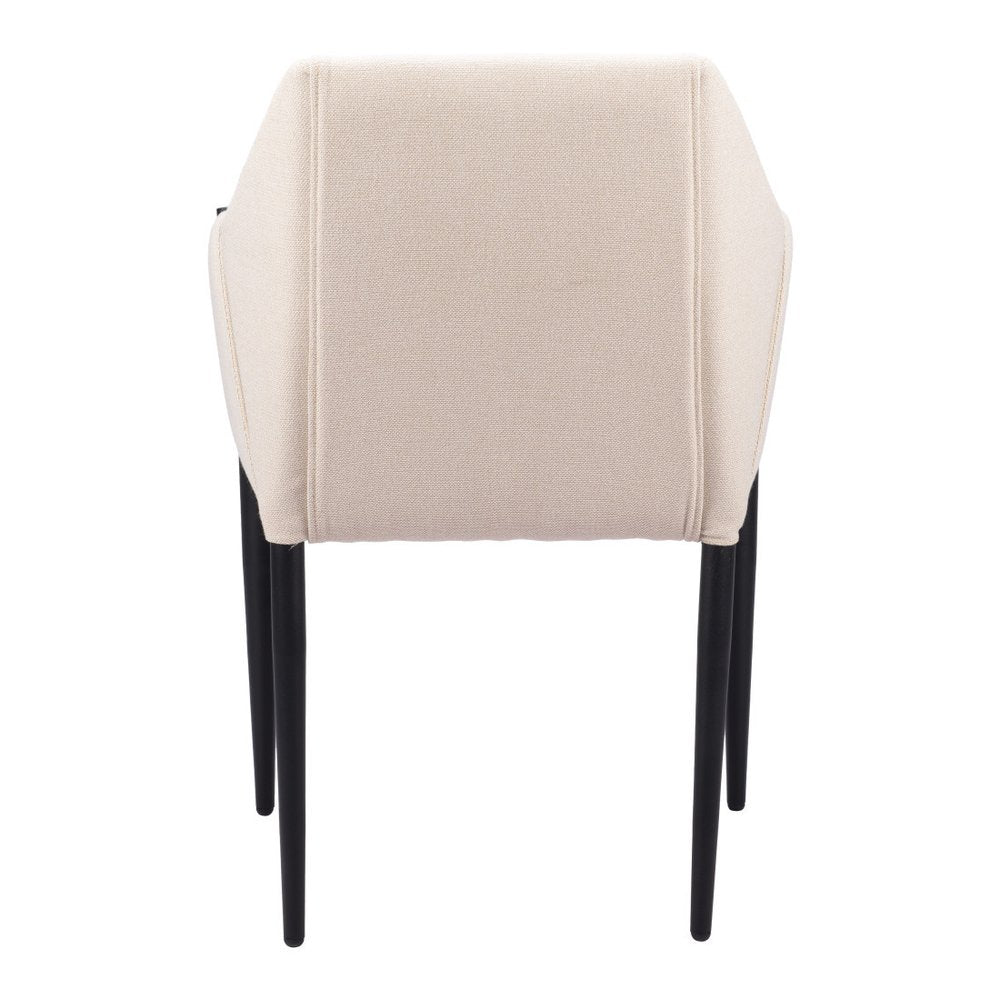 Set of Two Beige and Black Upholstery Dining Arm Chairs