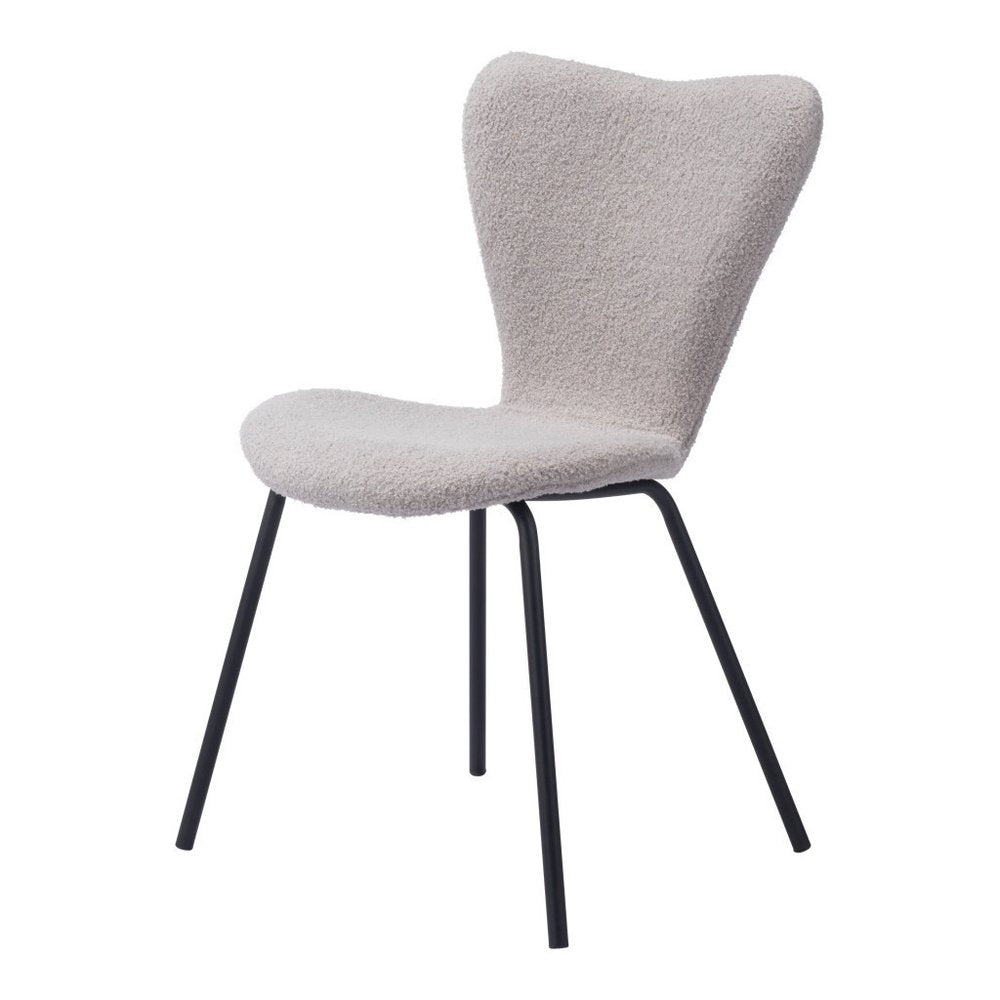 Set of Two Gray and Black Faux Fur Dining Side Chairs