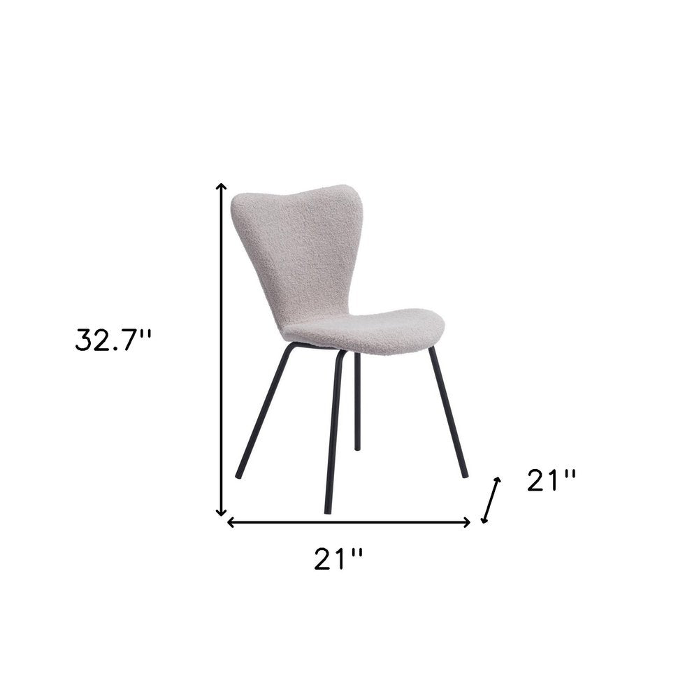 Set of Two Gray and Black Faux Fur Dining Side Chairs