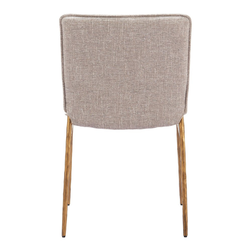 Beige and Gold Upholstery Dining Side Chair