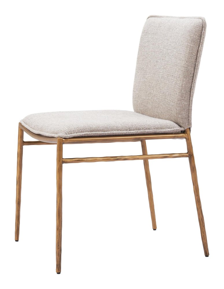 Beige and Gold Upholstery Dining Side Chair