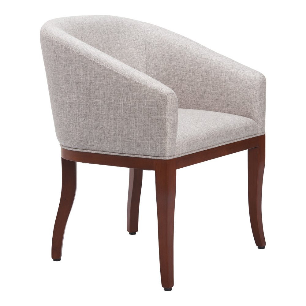 Gray and Brown Upholstery Dining Arm Chair