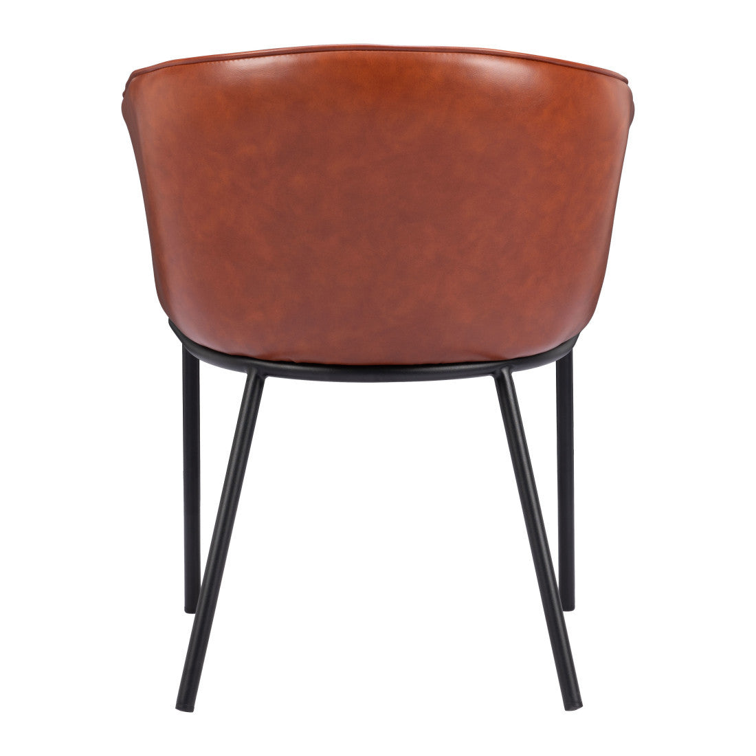 Brown and Black Upholstered Faux Leather Dining Arm Chair