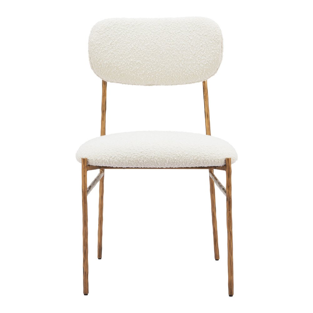 Cream and Brass Upholstery Open Back Dining Side Chair