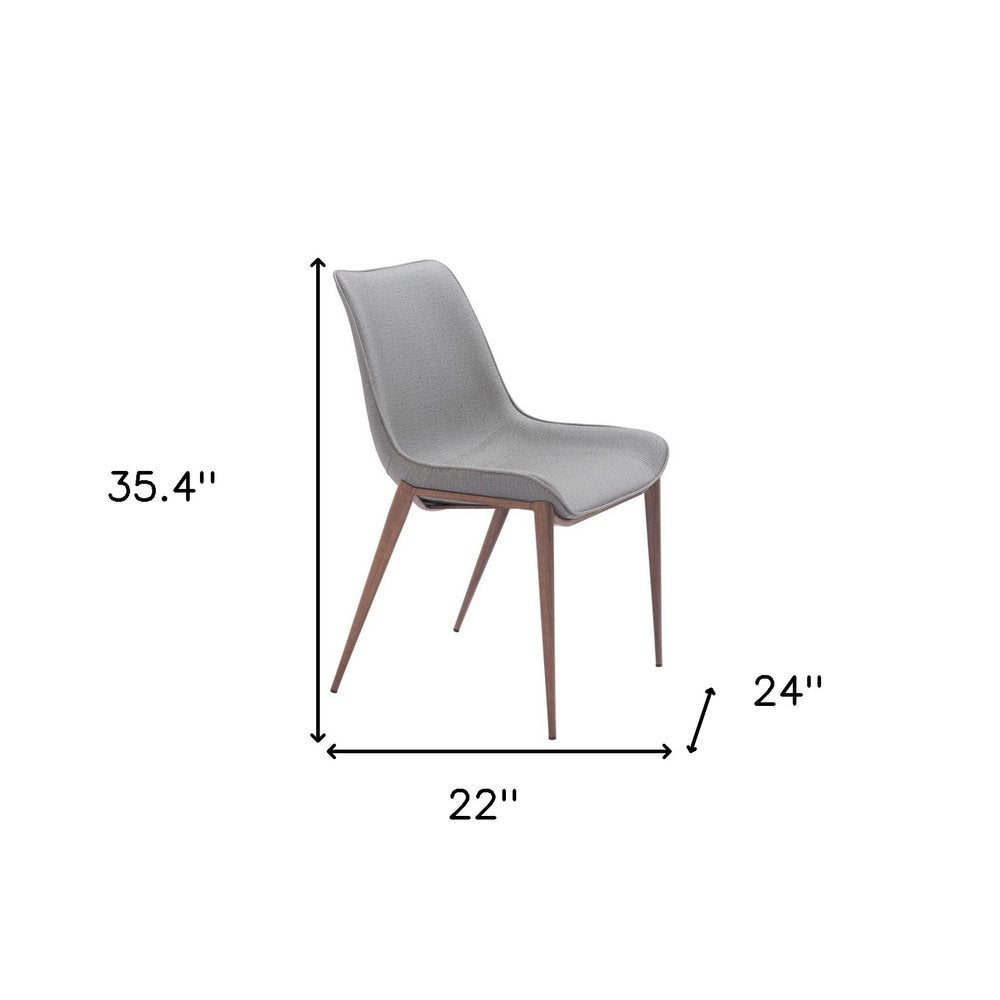 Set of Two Gray and Brown Faux Leather Dining Side Chairs