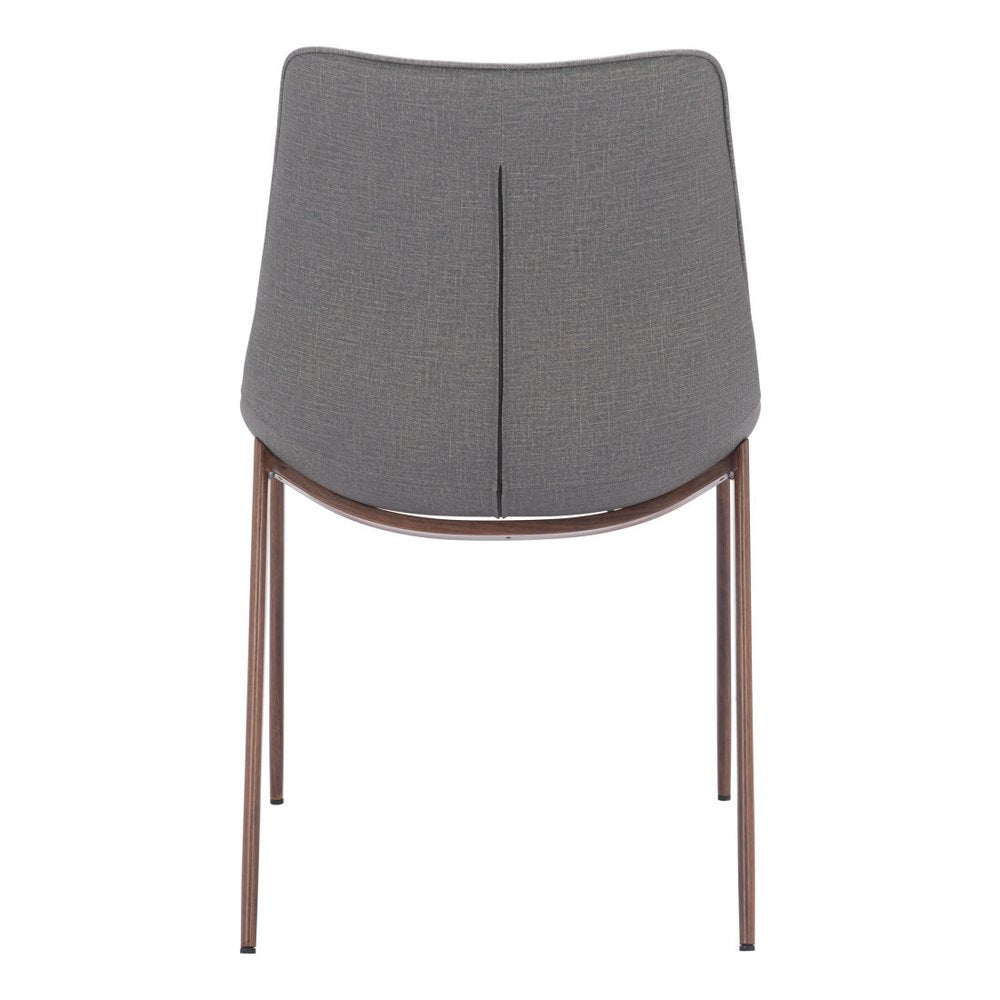 Set of Two Gray and Brown Faux Leather Dining Side Chairs