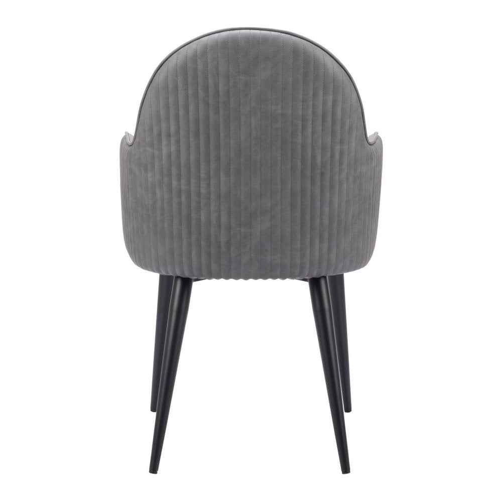 Gray and Black Faux Leather Dining Arm Chair