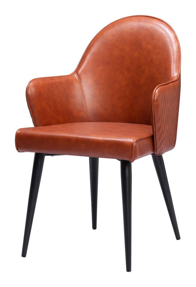 Brown and Black Faux Leather Dining Arm Chair