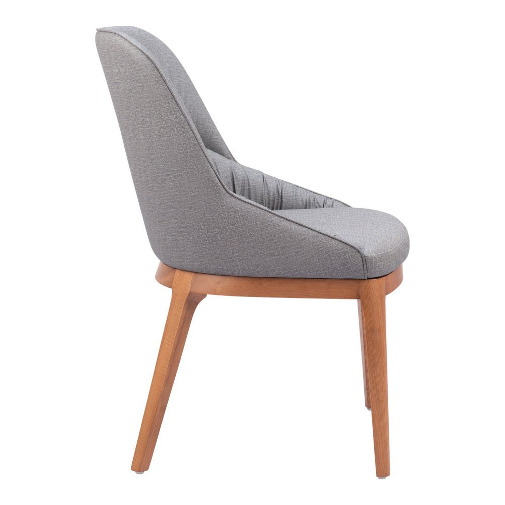 Set of Two Gray and Brown Faux Leather Dining Side Chairs