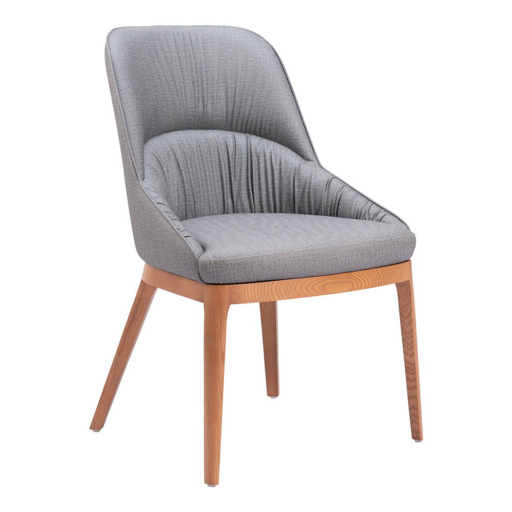Set of Two Gray and Brown Faux Leather Dining Side Chairs