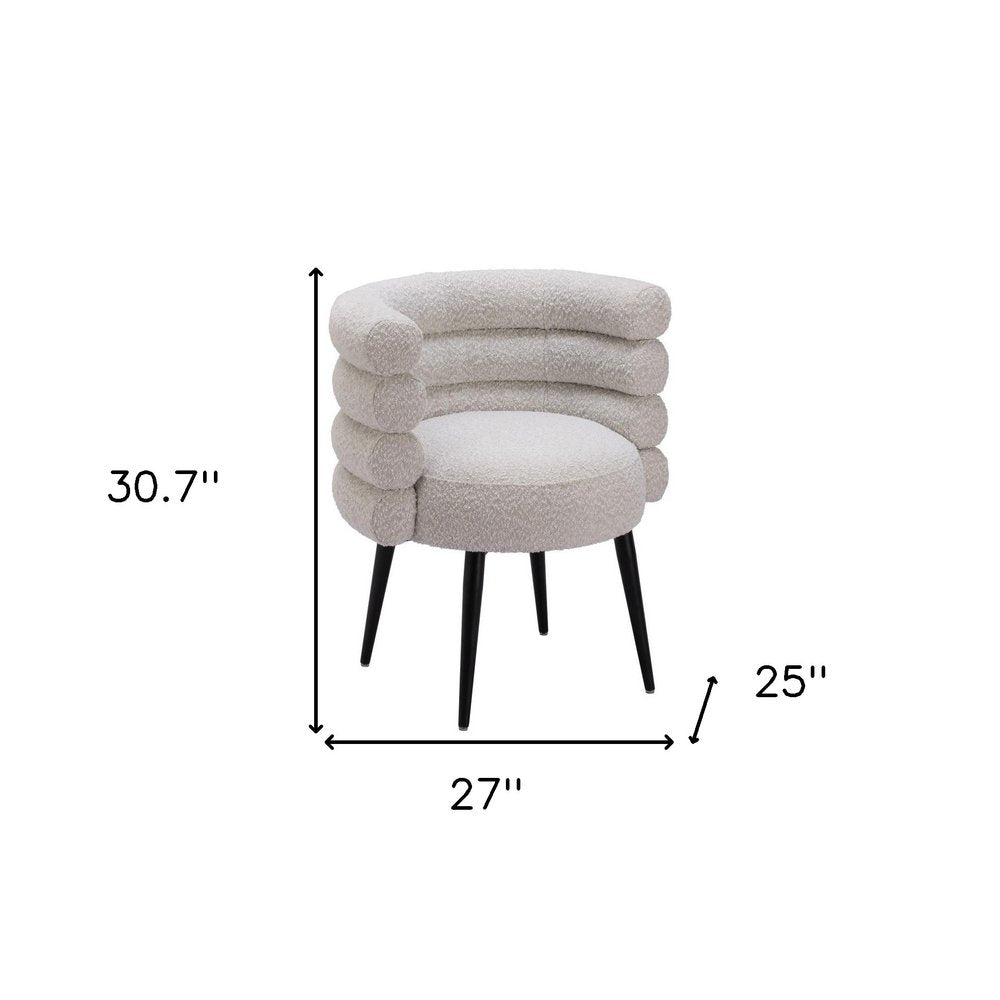 Gray and Black Faux Fur Slat Back Dining Arm Chair