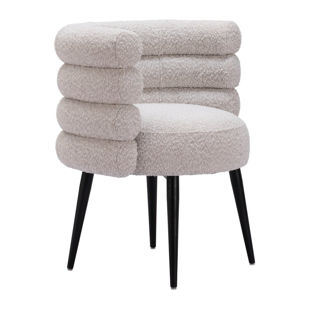 Gray and Black Faux Fur Slat Back Dining Arm Chair