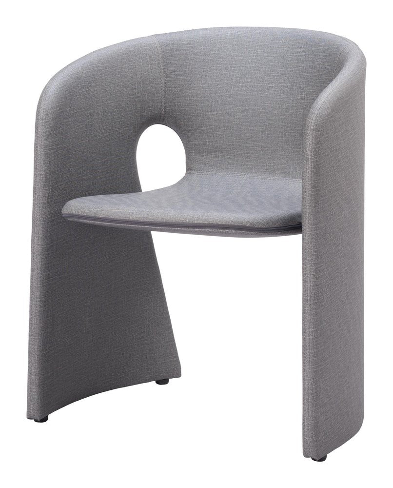 Gray Faux Leather Dining Arm Chair