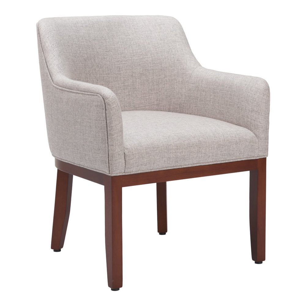 Gray and Brown Upholstery Dining Arm Chair