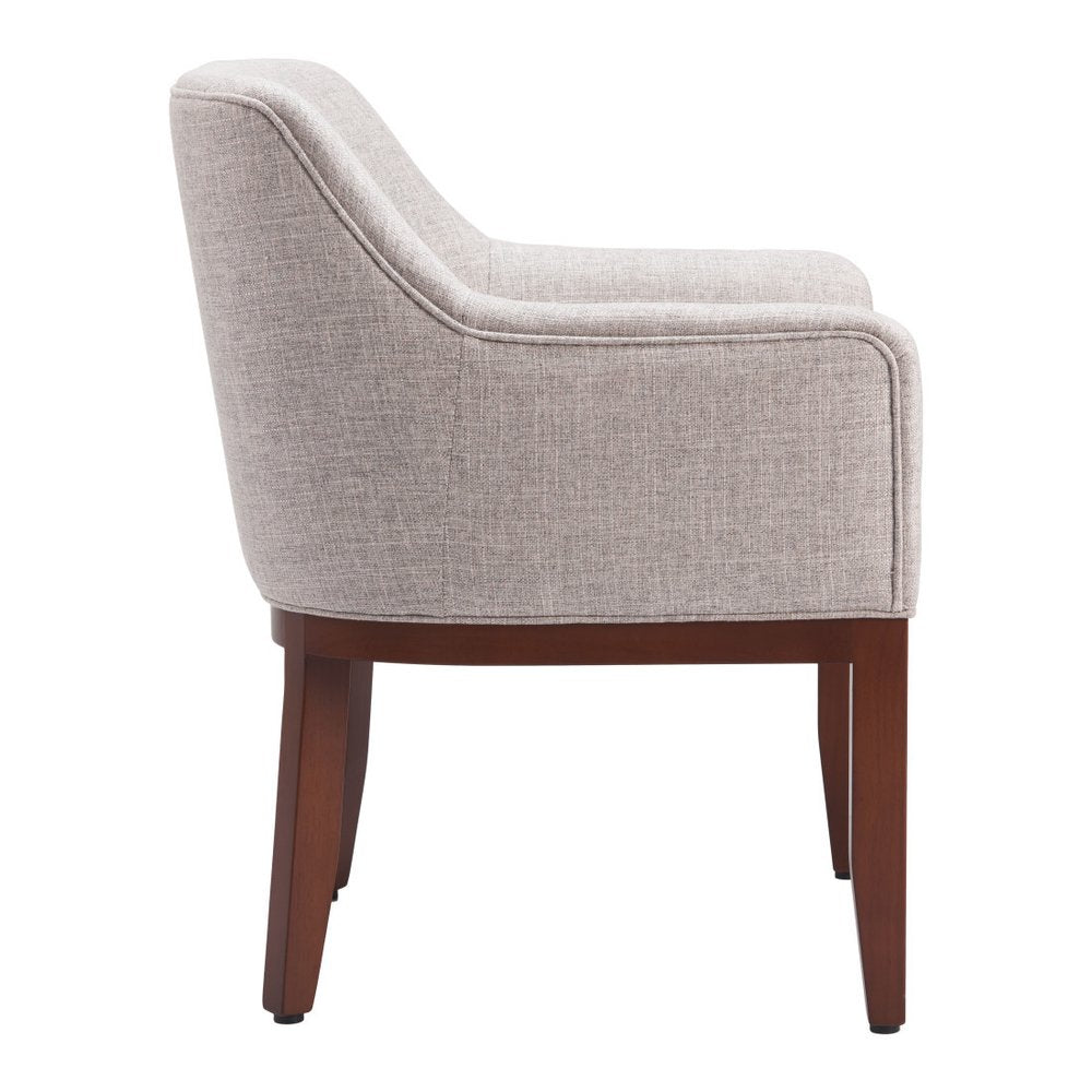 Gray and Brown Upholstery Dining Arm Chair