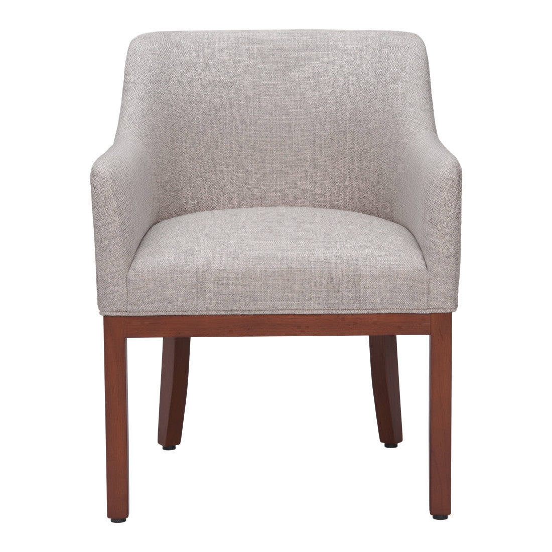 Gray And Brown Upholstery And Wood Dining Arm Chair