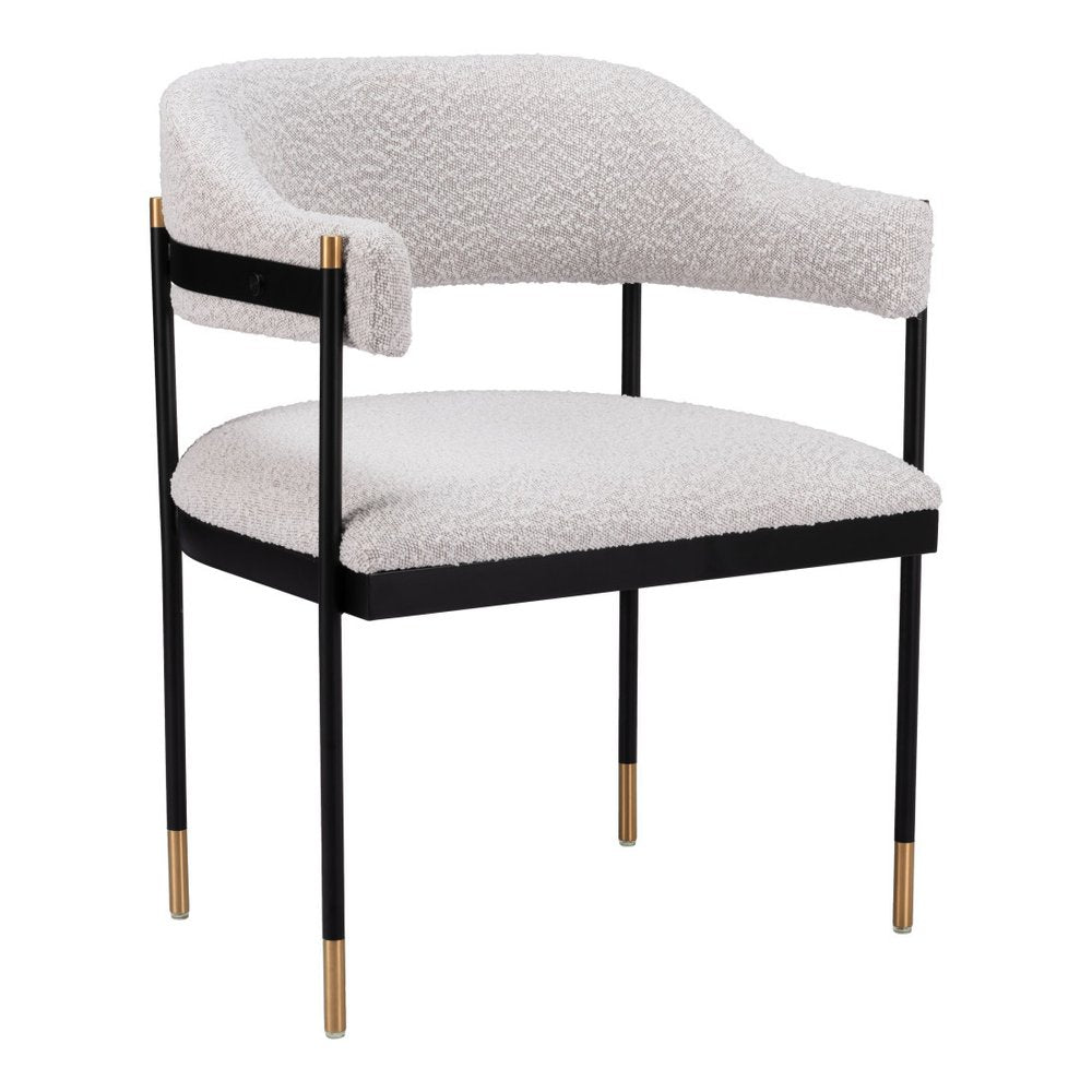 Gray Black and Gold Faux Fur Open Back Dining Arm Chair