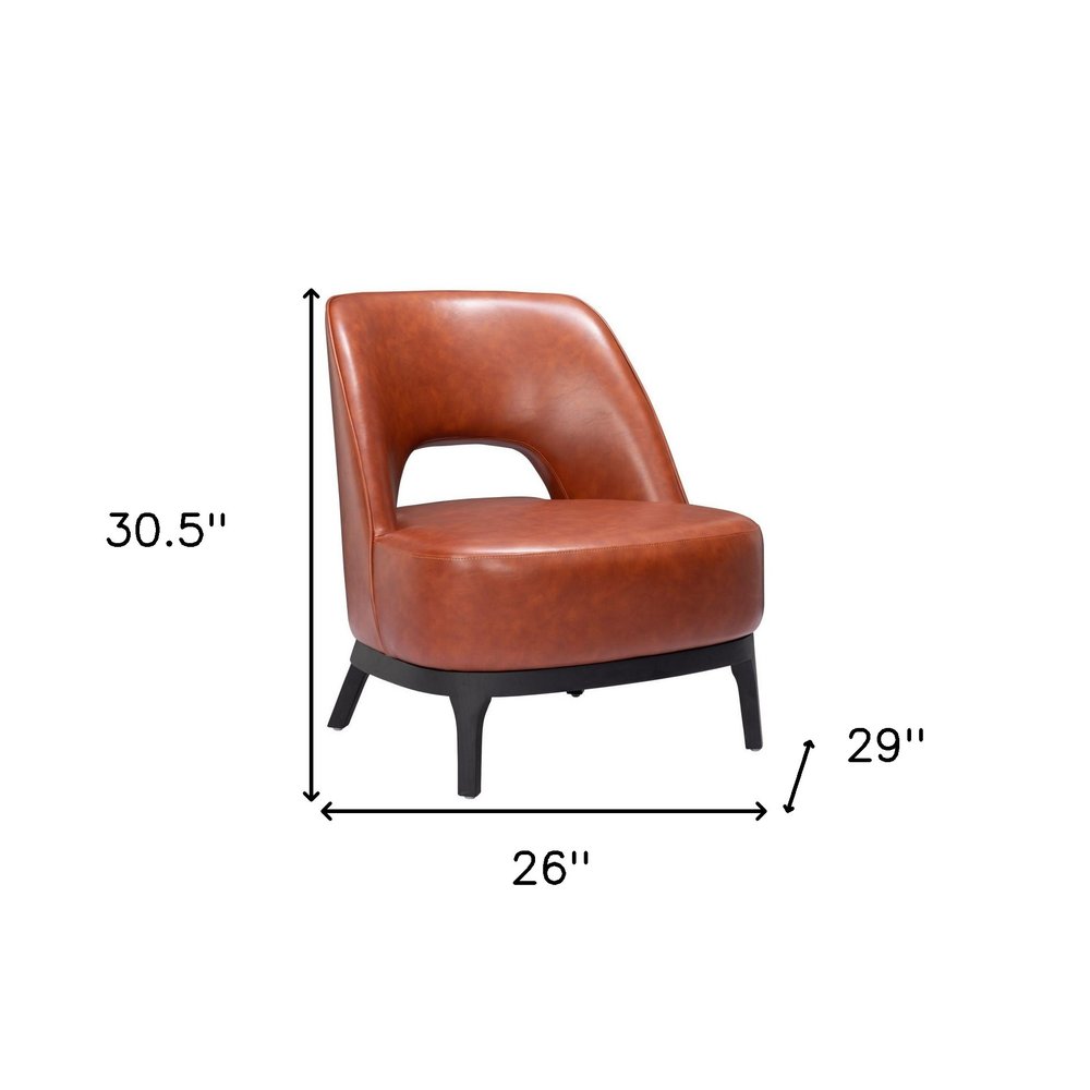 26" Brown And Black Faux Leather And Faux Leather Lounge Chair