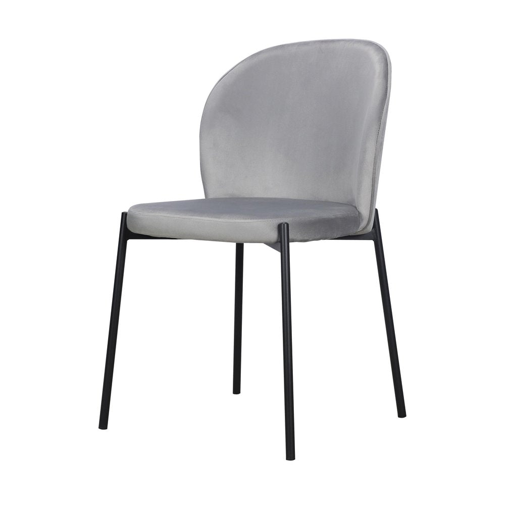 Set of Two Gray Velvet Dining Side Chairs