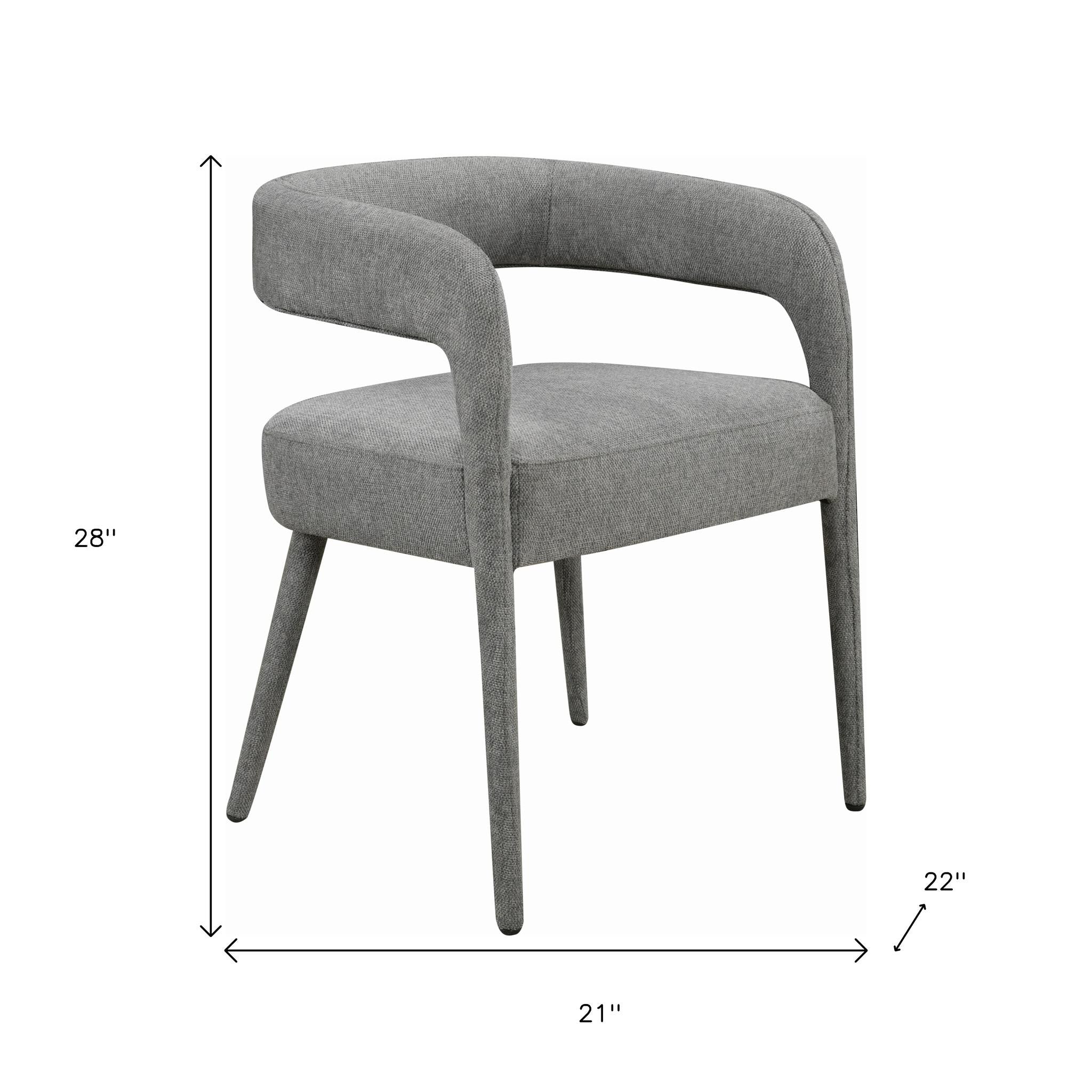Set of Two Dark Gray Upholstered Linen Open Back Dining Side Chairs