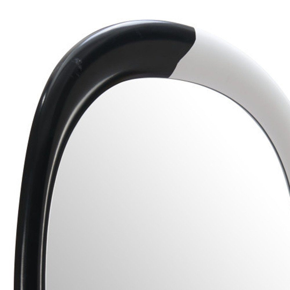 31" Black And White Steel Oval Geometric Framed Accent Mirror