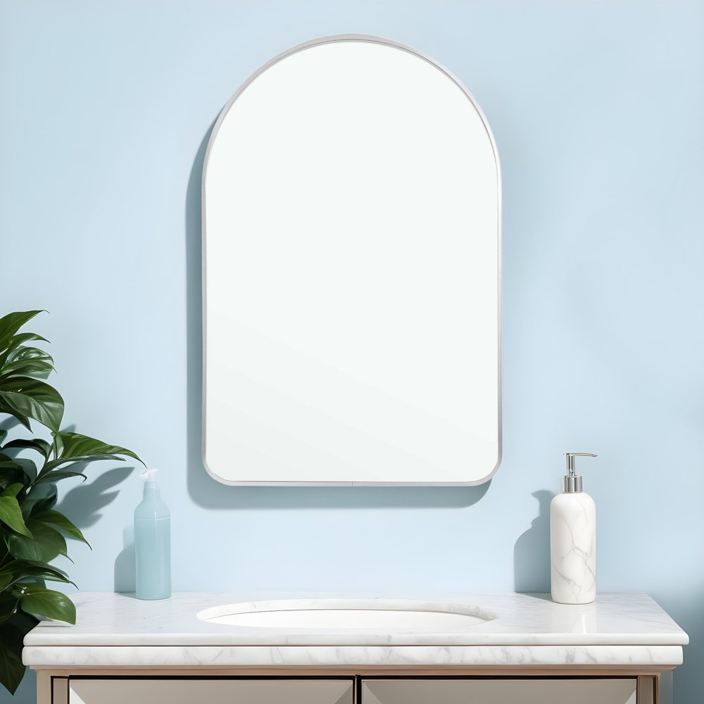 39" Black Arch Metal Framed Bathroom Vanity Mirror