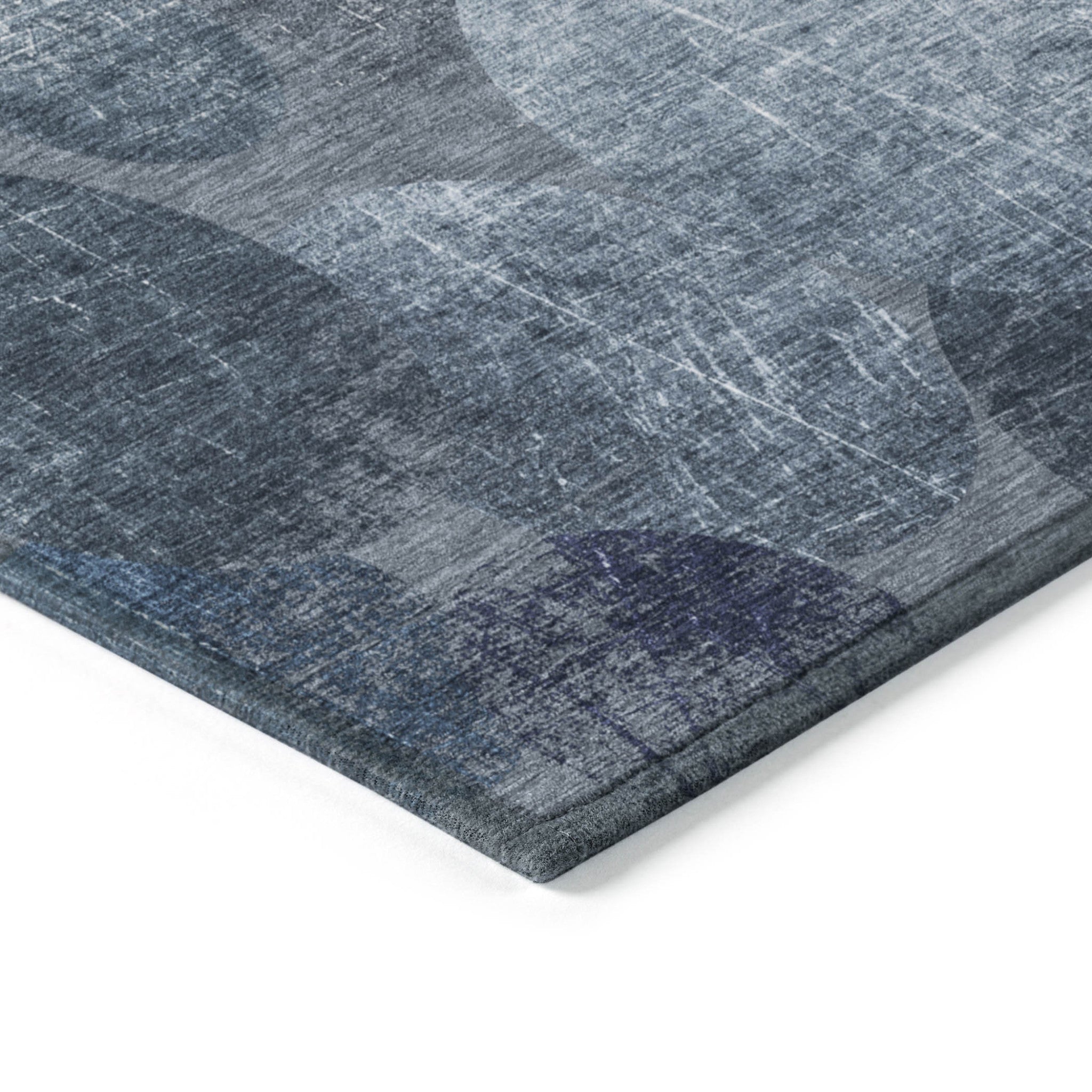 2' X 3' Gray and Blue Abstract Washable Non Skid Indoor Outdoor Area Rug