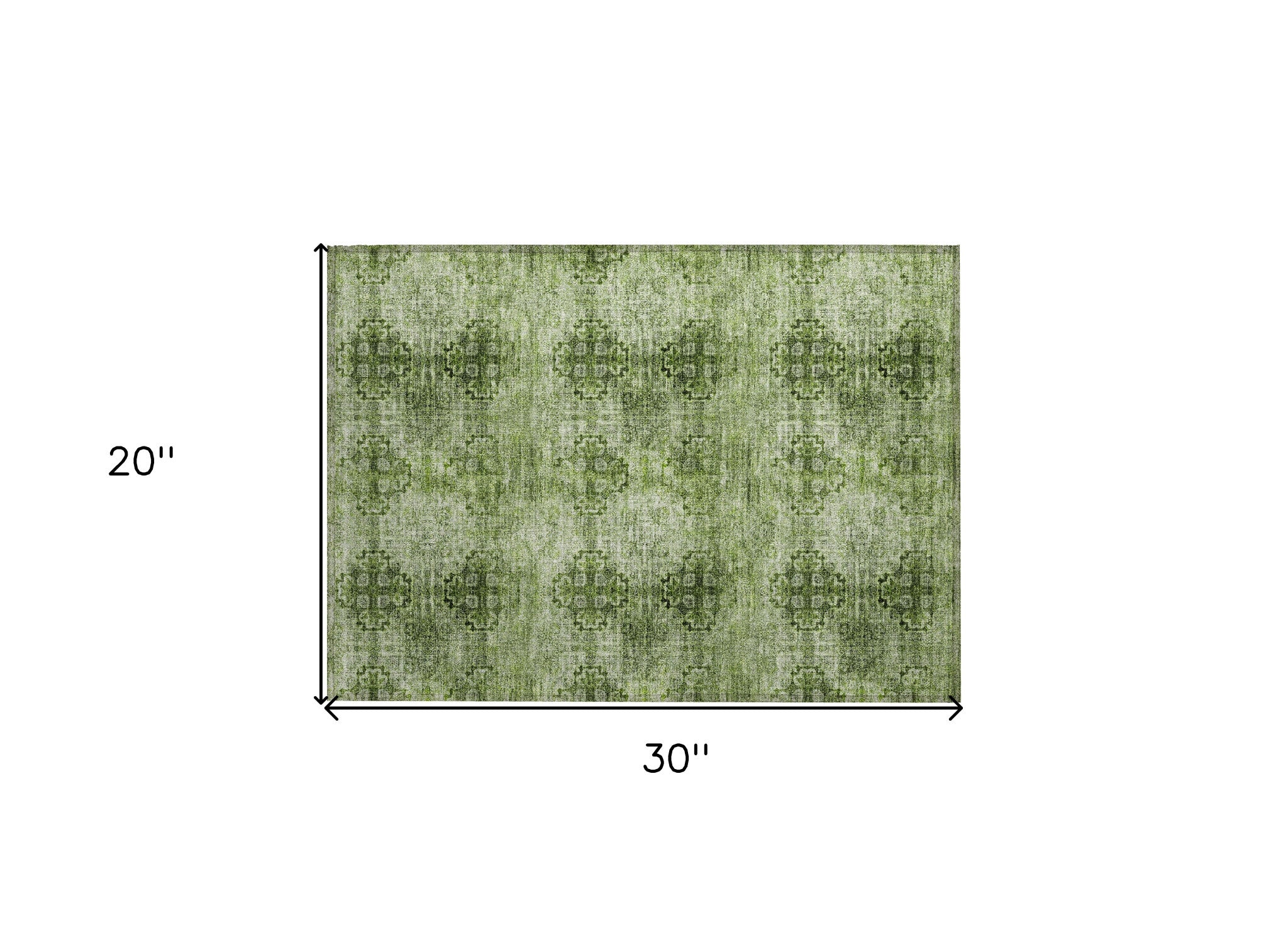 2' X 3' Olive Green Floral Medallion Washable Non Skid Indoor Outdoor Area Rug