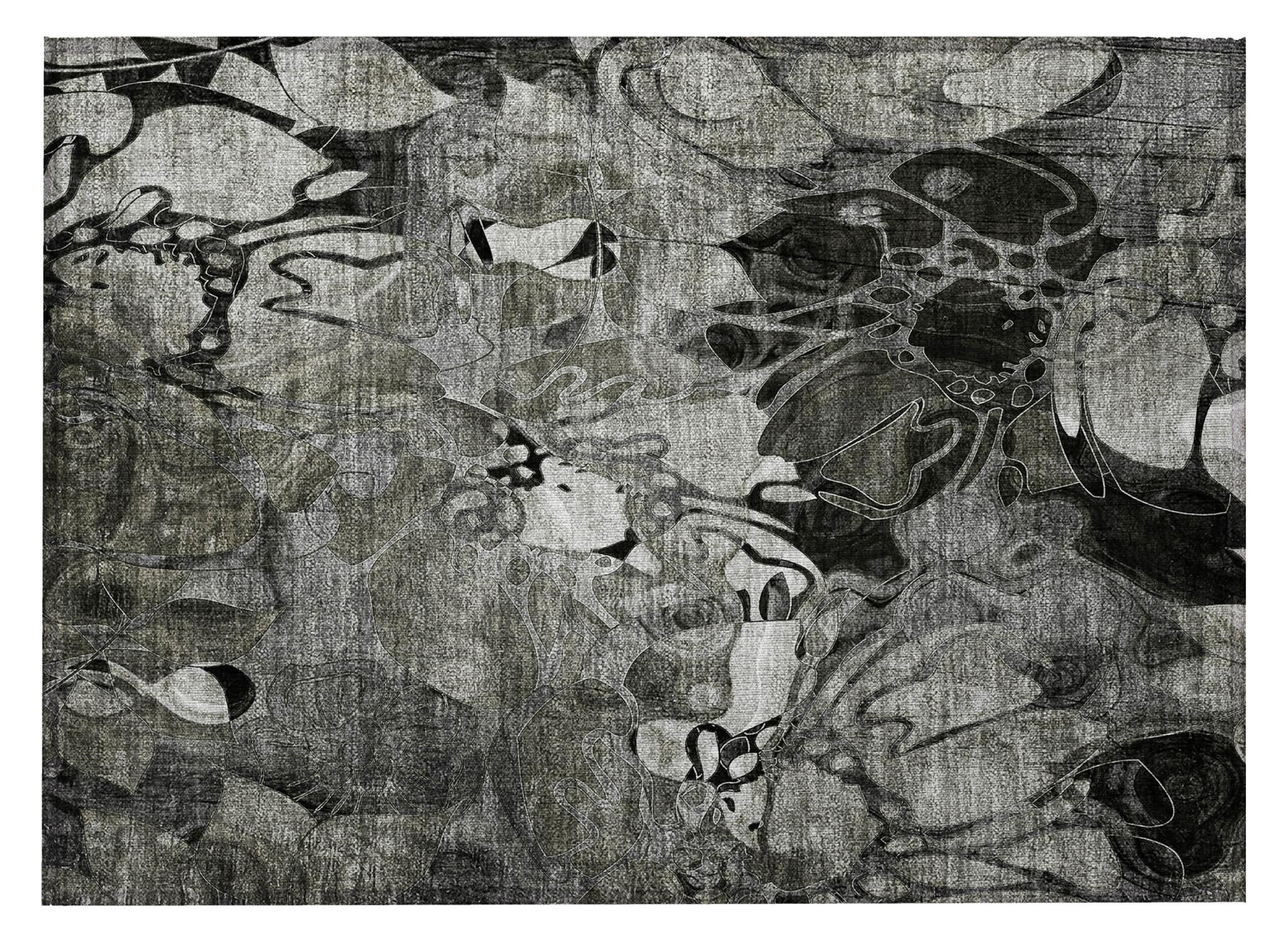 2' X 3' Gray Abstract Washable Indoor Outdoor Area Rug