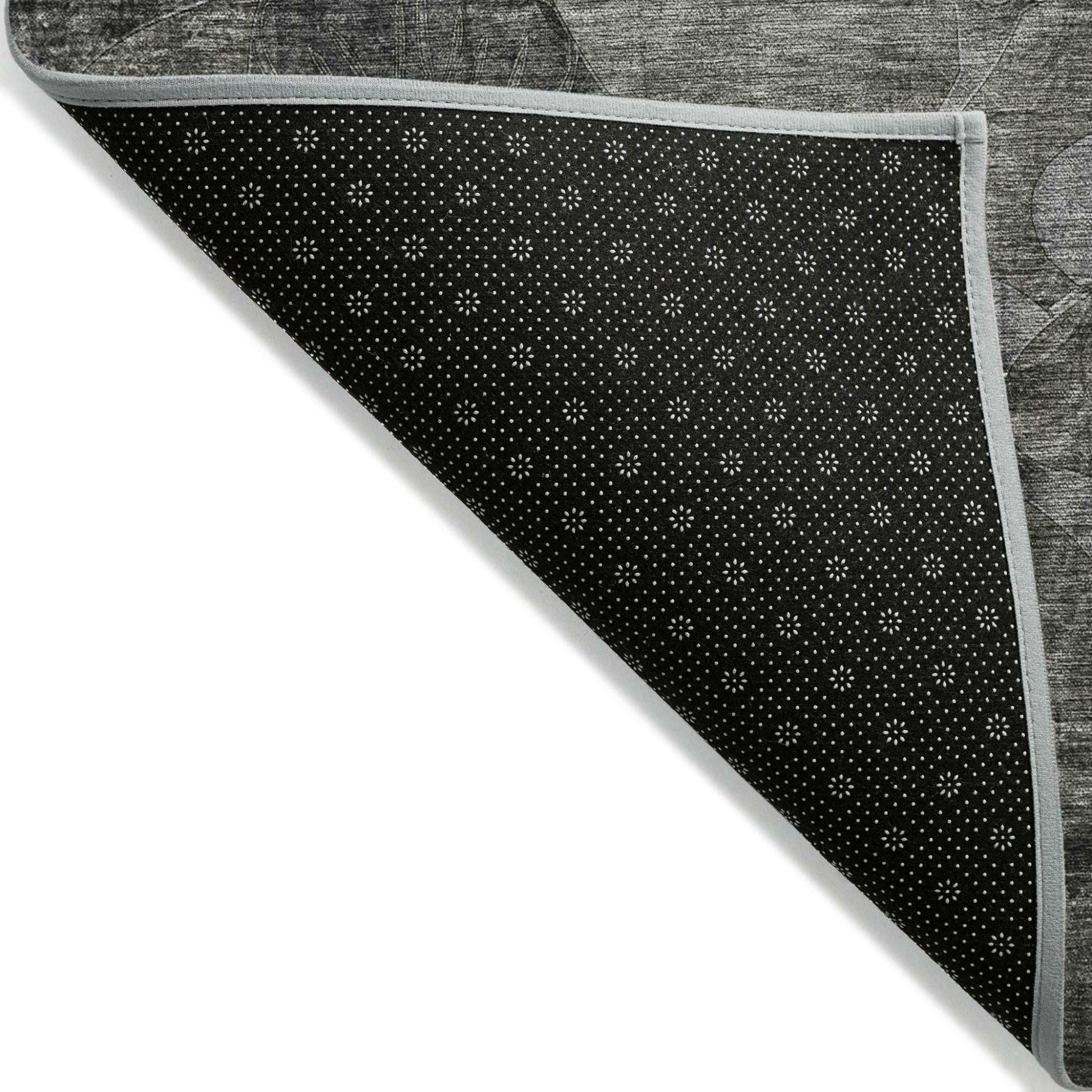 9' X 12' Gray Abstract Washable Indoor Outdoor Area Rug