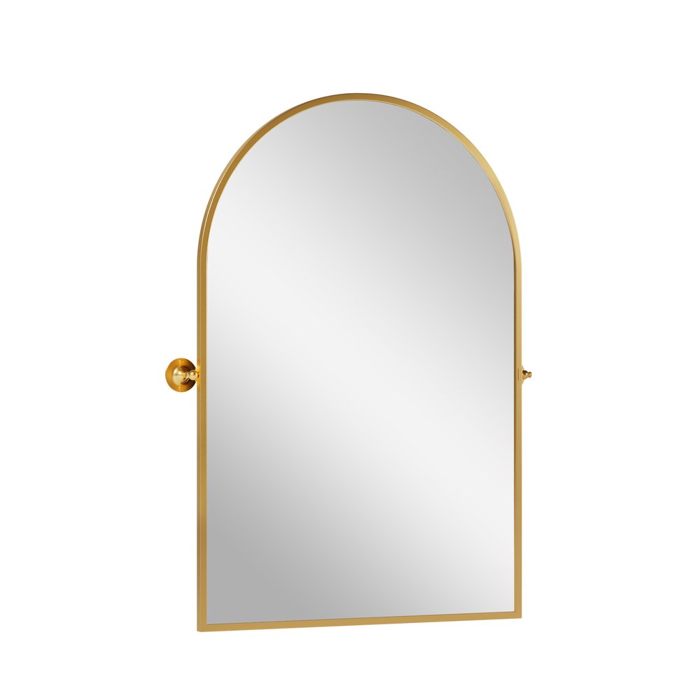 31" Gold Aluminum Arch Tilting Framed Accent Mirror
