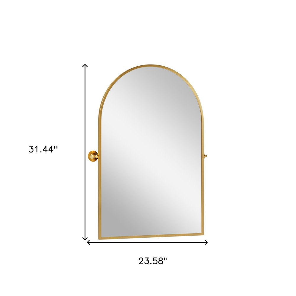 31" Gold Aluminum Arch Tilting Framed Accent Mirror